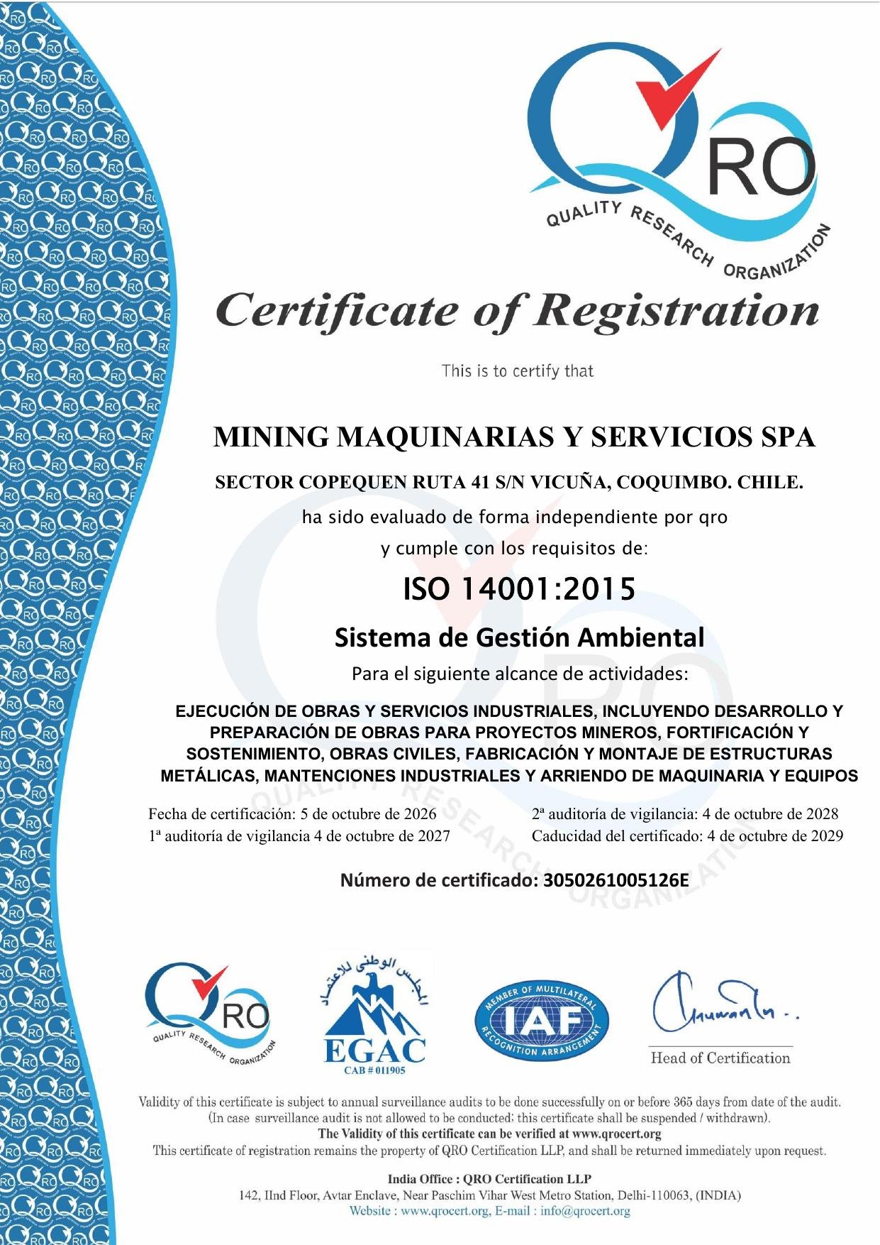 Miniatura del certificado ISO 14001